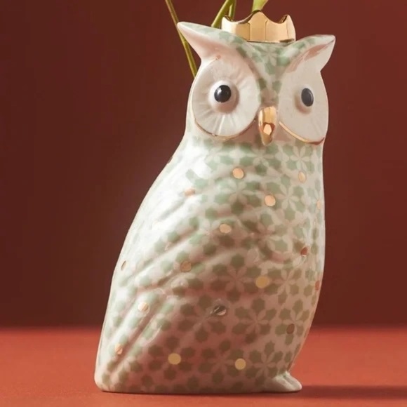 Anthropologie Other - NWT Anthropologie Owl with Crown Flower Bud Vase, Winterland Animal Ceramic,